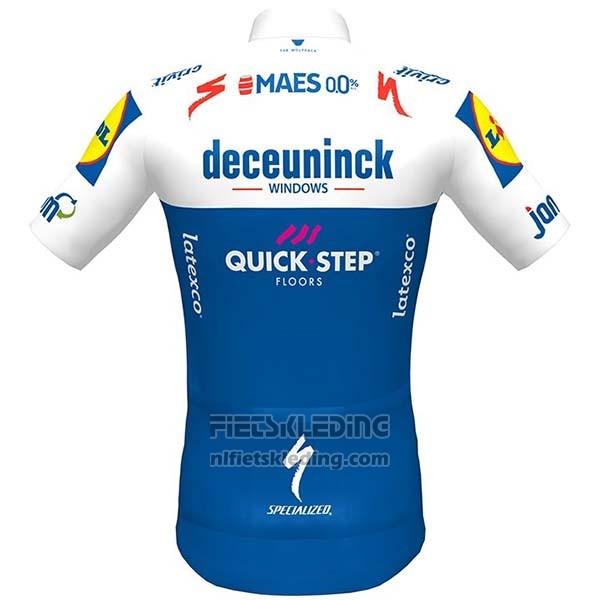 2020 Fietskleding Deceuninck Quick Step Wit Blauw Korte Mouwen en Koersbroek